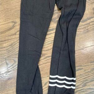 Kids Black Leggings with White Stripe Detail
